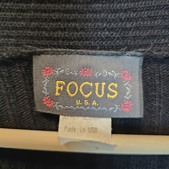 Focus Vintage Gold Studded Gothic Leopard Black Cardigan Sweater Large‎ - Picture 10 of 10